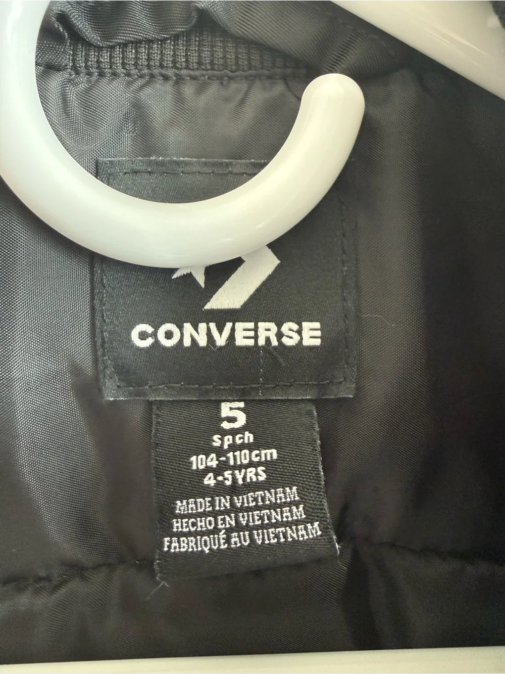 Converse All Star Kids Black Zip Bomber Jacket Size 5